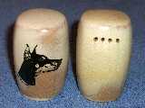 Short Plainsman glazed desert gold with dog stencil